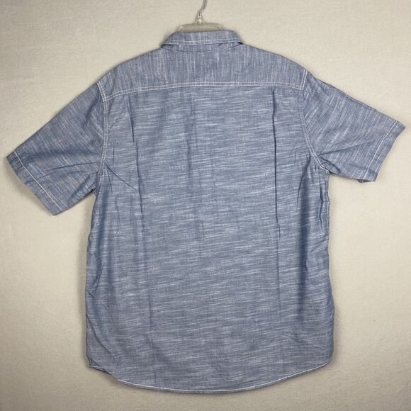NEW Woolrich Size XL Mens Button Up Chambray Shirt Short Sleeve Blue Pockets - Picture 2 of 9